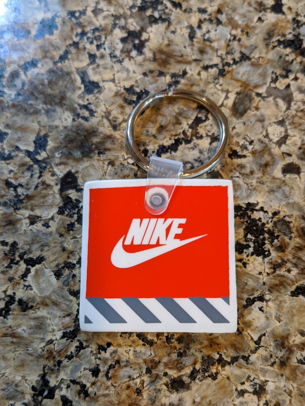 80s/90s Nike Key Chain Swoosh White Red And Gray Rubber Vintage OG